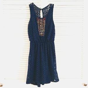 Maurice's Dress. Sleeveless.  Lace  Sz S   Navy.  Embellished.  Lined